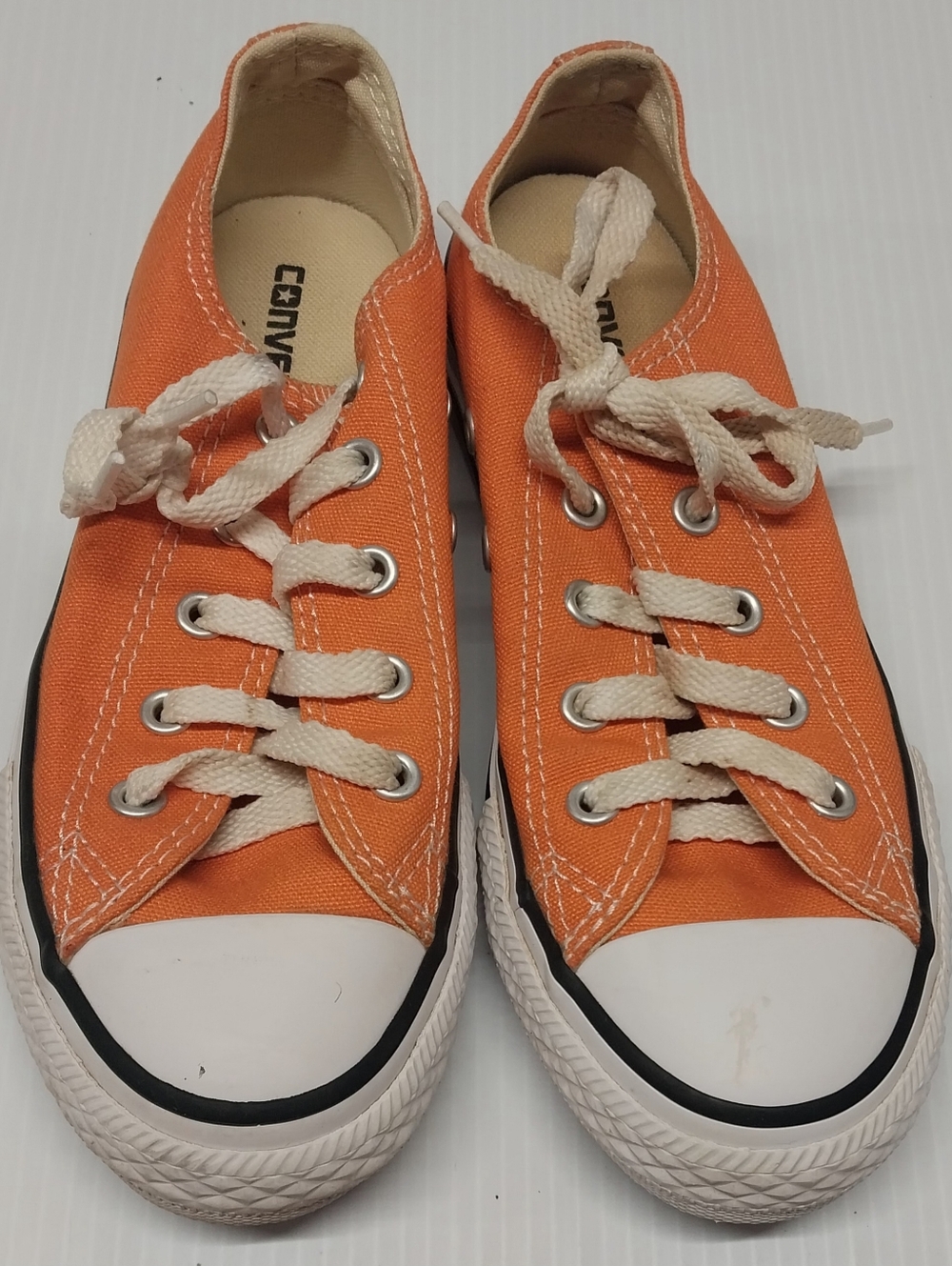 Converse Kids Orange Low-Top Canvas Sneakers with White Laces